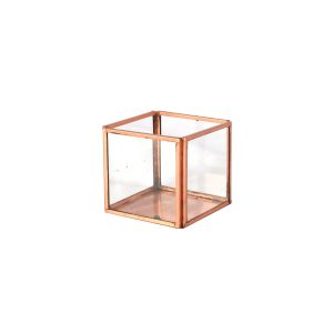 Candle Holder Copper Glass Cube cm