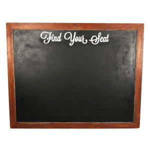 Chalkboard Frame Find Your Seat Dark Wood, My Pretty Vintage Wedding Stylists, Event Planners & Décor Hire, located in Paarl
