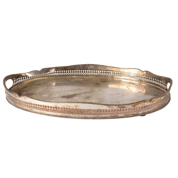 Dinnerware Silver Tray Round Antique Handles cm