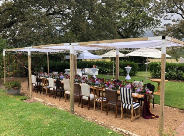 Gazebos and Arches Wooden Post Shading, My Pretty Vintage Wedding Stylists, Event Planners & Décor Hire, located in Paarl