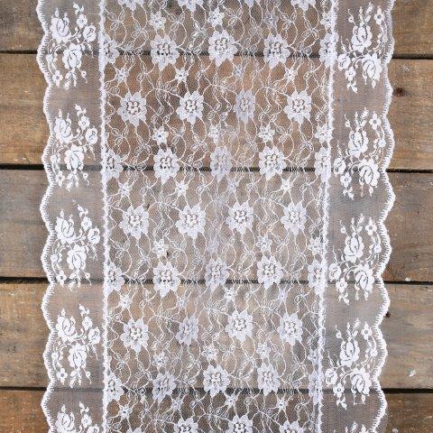 Linen Runners White Lace with Trim mx