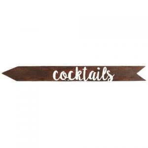 Sign Dark Wood Cocktails Hanging Left