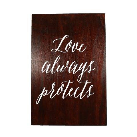 Sign Dark Wood Corinthians Love Always Protects