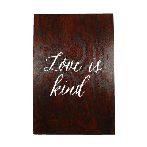 Sign Dark Wood Corinthians Love Is Kind