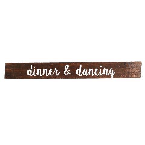Sign Dark Wood Dinner Dancing No Arrow, My Pretty Vintage Wedding Stylists, Event Planners & Décor Hire, located in Paarl