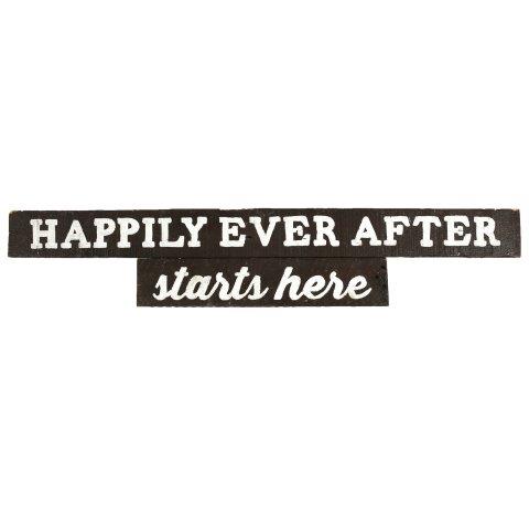 Sign Dark Wood Happily Ever After Starts Here Hanging No Arrow