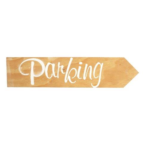Sign Light Wood Parking White Right