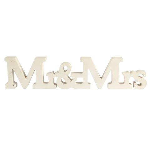WORDS "Mr & Mrs" Block Joined White