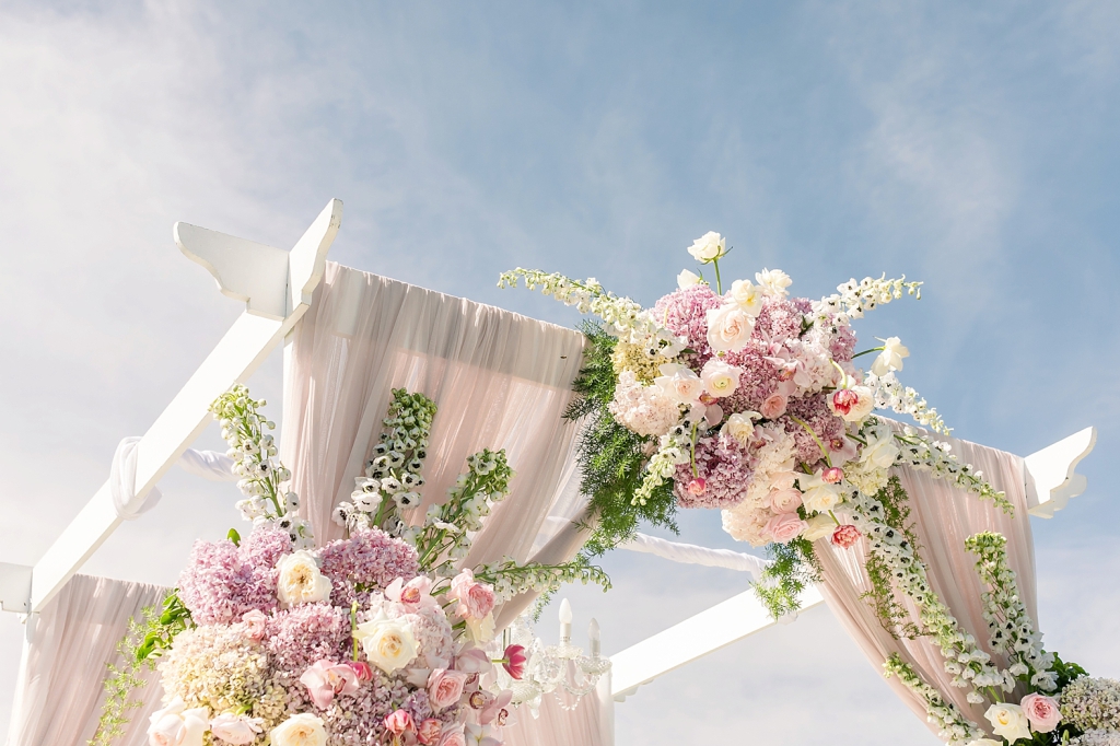 Floral wedding Arches Pastel Pinks Hydrangeas Orchids Roses Tulips Delphinium