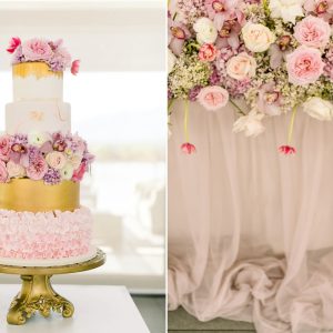 Wedding Cake Pastel Pinks Bridal table Hydrangeas Orchids Tulips Orchids