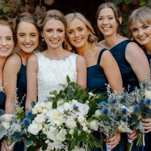 My Pretty Vintage Wedding Décor & Floral Stylist & Wedding Hire in Paarl. Bridesmaids Bouquet Blue White Green