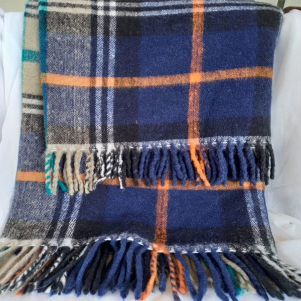 My Pretty Vintage Décor Hire Picnic Blanket 1.3x1.3 Blue Orange Tan