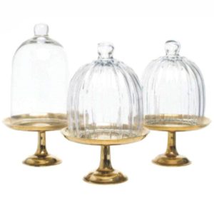 Cake Stands Gold Cake stand and dome Medium