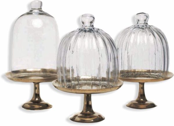 Brass Cake Stand Glass Domes, H10cm x W20cm Pretty Vintage Decor Hire, Paarl