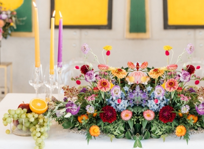 My Pretty Vintage at Haute Cabrière in Franschoek Colourful Wedding Bridal Table Flowers